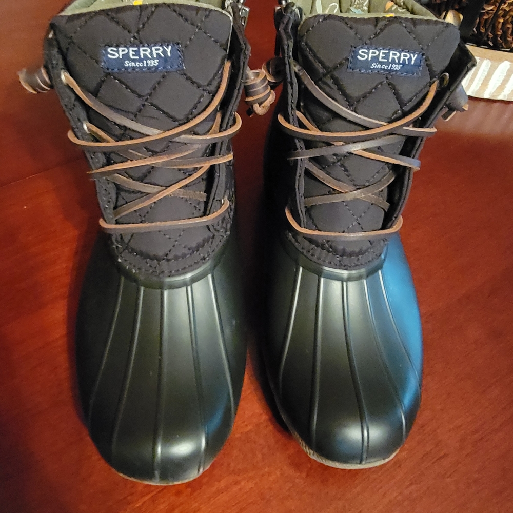 Sperry Black Quilted Duck Boots